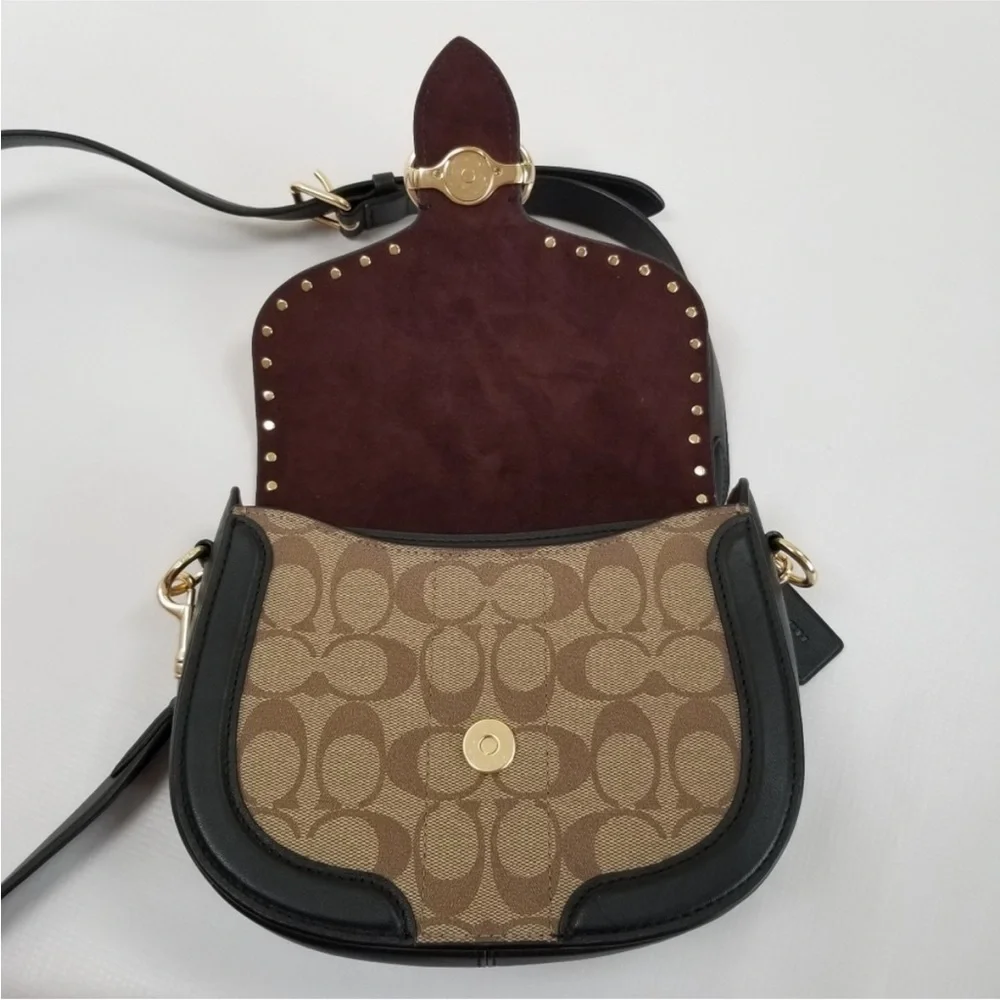 Coach Brown and Black Women's Bag Coach Georgie Saddle Bag Crossbody - Picture 10 of 16